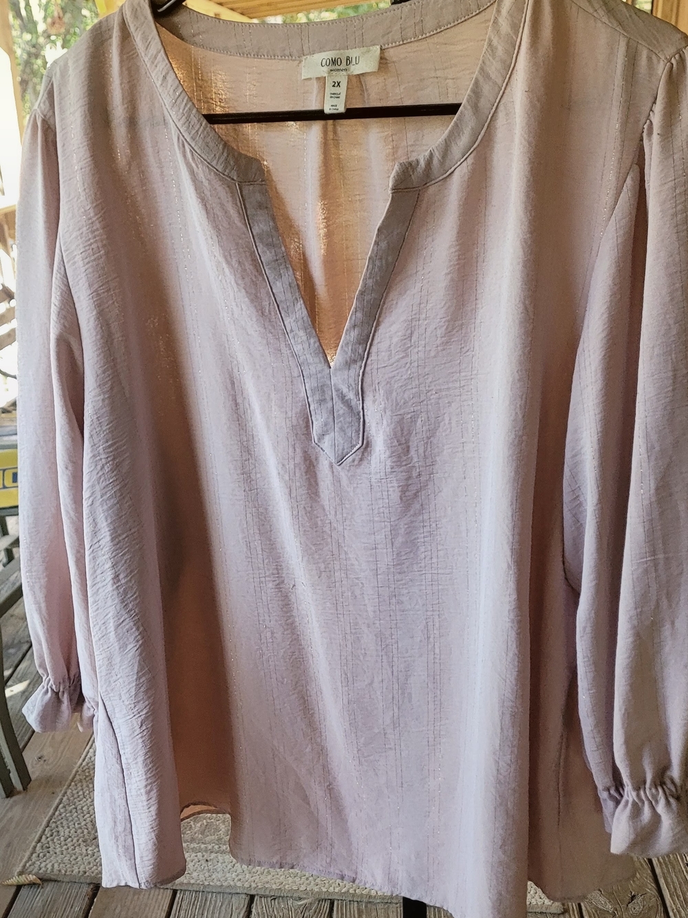 Women's Light Mauve/pink Blouse - Split V-Neck